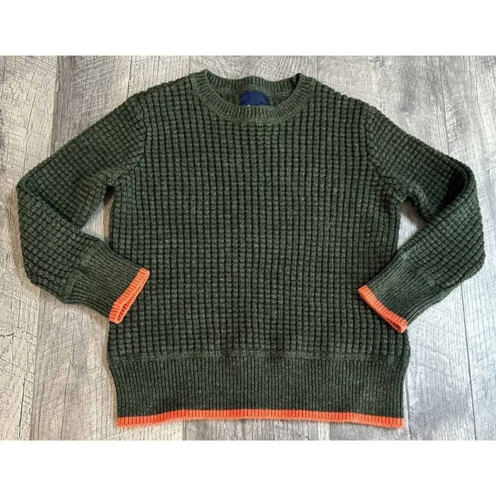 Baby Gap Sweater Boys 4-5 Green Waffle Knit‎ Crew Neck Pullover Winter Thick Top